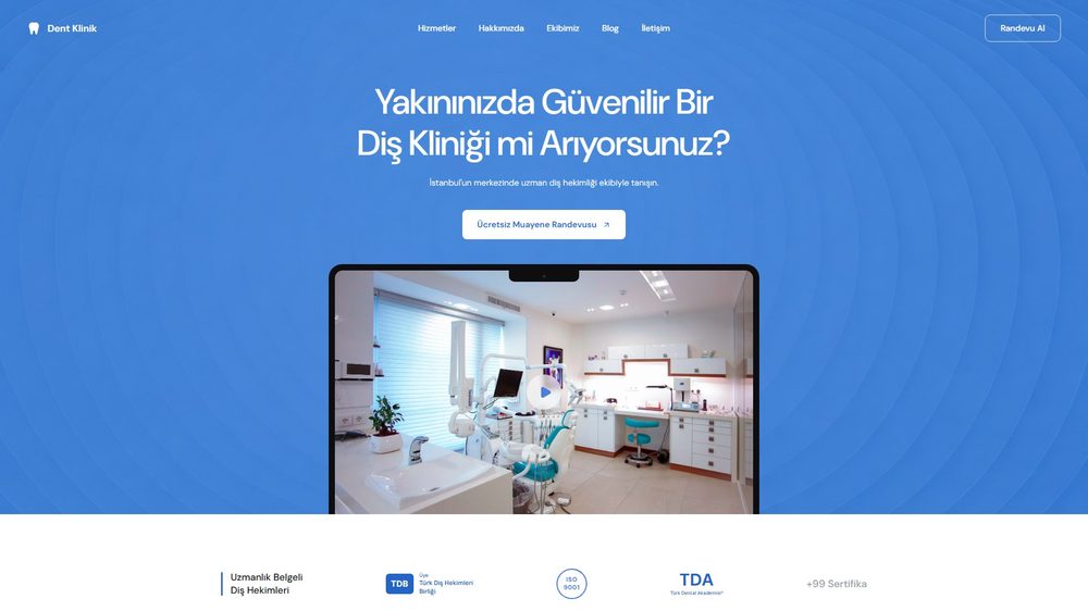 Diş Kliniği web sitesi tasarımı örneği — Himbel Yazılım