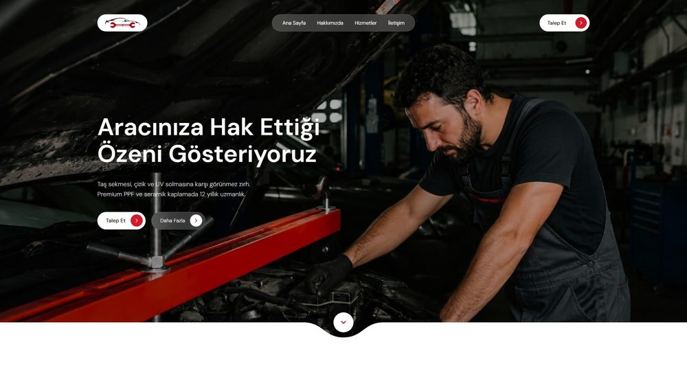 Oto Detailing web sitesi tasarımı örneği — Himbel Yazılım