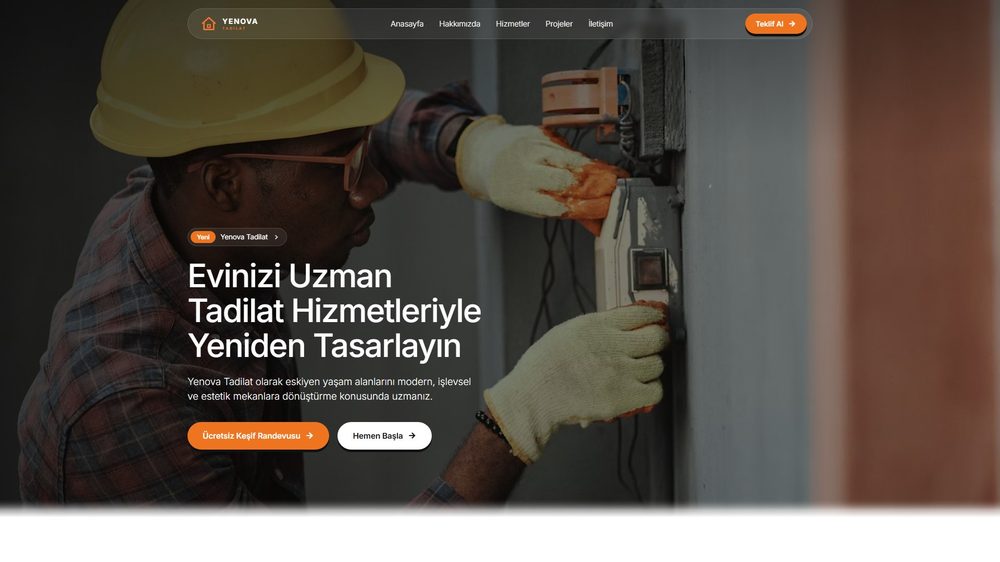 Tadilat & Dekorasyon web sitesi tasarımı örneği — Himbel Yazılım